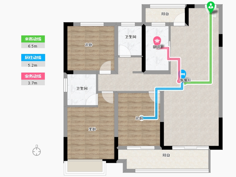 河南省-南阳市-建业大城小院-96.96-户型库-动静线