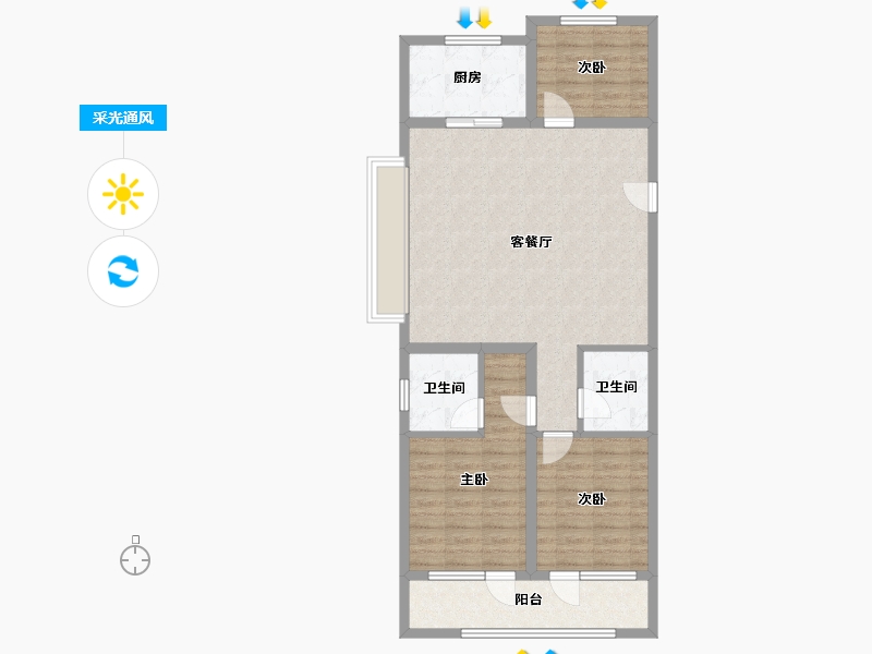 山东省-青岛市-青特星悦-91.61-户型库-采光通风