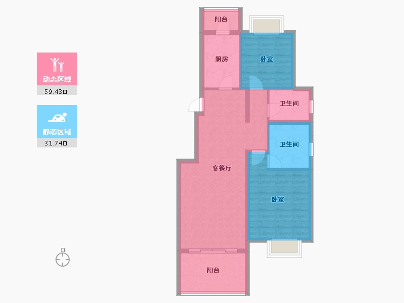 四川省-成都市-牧山溪岸花园-81.66-户型库-动静分区