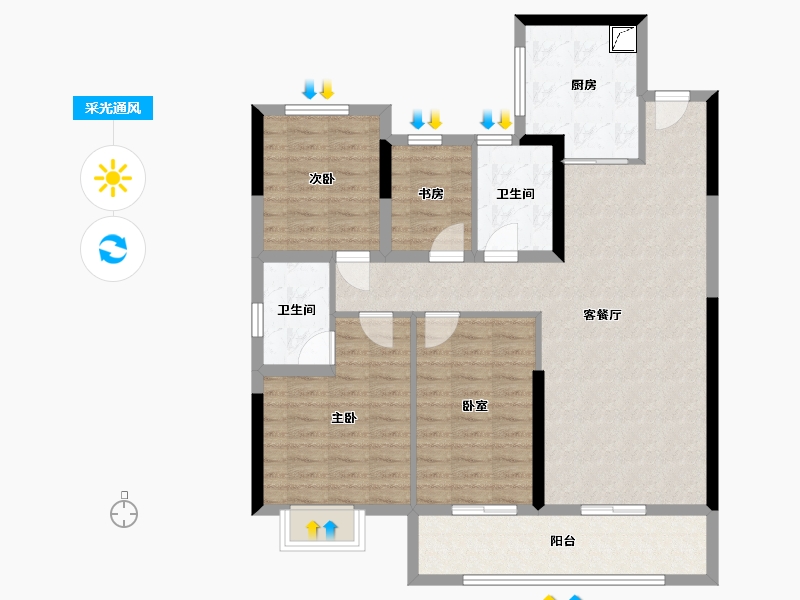 湖北省-孝感市-新城悦隽-101.64-户型库-采光通风