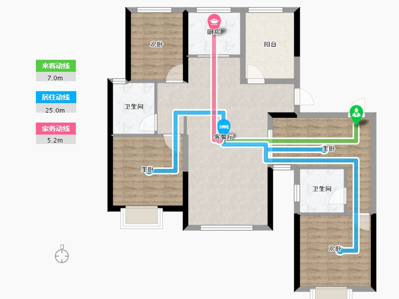 山东省-烟台市-桦林彩雲城-98.99-户型库-动静线