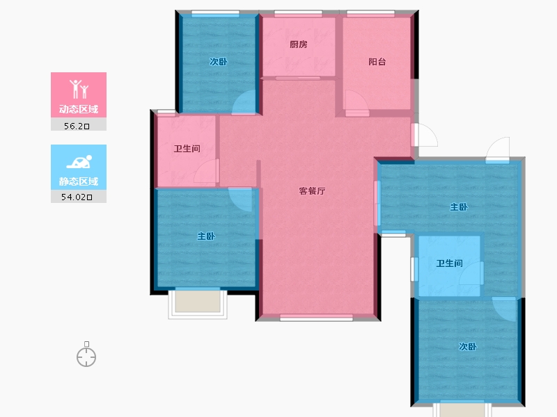 山东省-烟台市-桦林彩雲城-98.99-户型库-动静分区