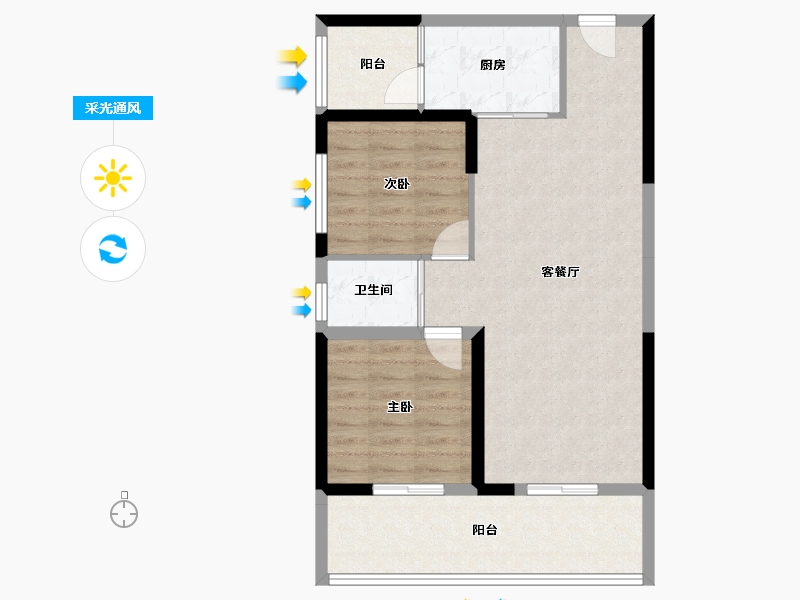 云南省-昆明市-凯旋丽景凯旋城三期-73.09-户型库-采光通风