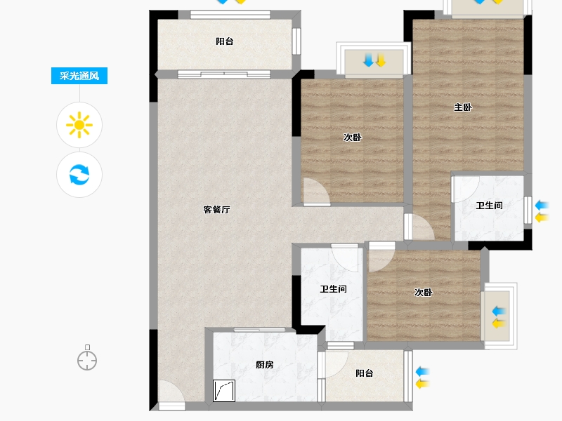 四川省-泸州市-久力 丹城领袖-101.00-户型库-采光通风