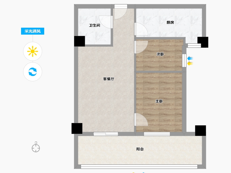 云南省-昆明市-城市林语-62.30-户型库-采光通风