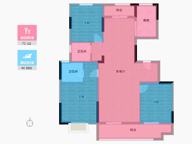 福建省-泉州市-晋东·正荣府-107.00-户型库-动静分区