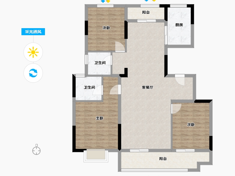 福建省-泉州市-晋东·正荣府-107.00-户型库-采光通风