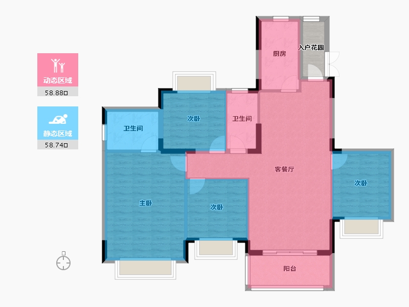 重庆-重庆市-南川恒大滨河左岸-110.16-户型库-动静分区