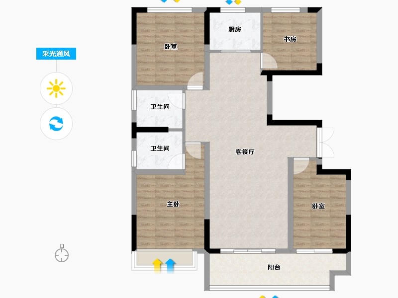 河南省-南阳市-淯龙府-111.85-户型库-采光通风