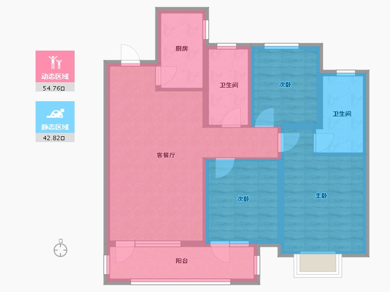 山东省-青岛市-禹洲悦府-86.34-户型库-动静分区