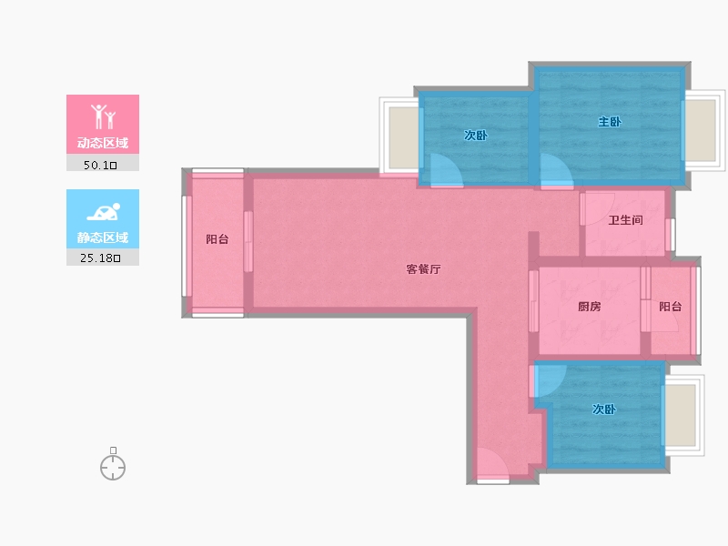 云南省-昆明市-佳兆业城市广场-65.56-户型库-动静分区