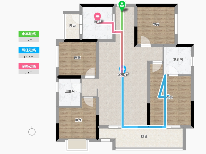 四川省-成都市-隆鑫公园首府-106.27-户型库-动静线