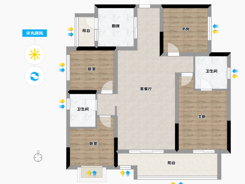 四川省-成都市-隆鑫公园首府-106.27-户型库-采光通风