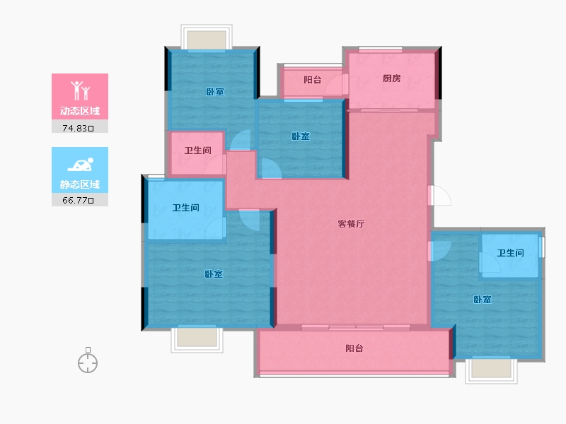 四川省-成都市-金沙城云津观棠-128.00-户型库-动静分区