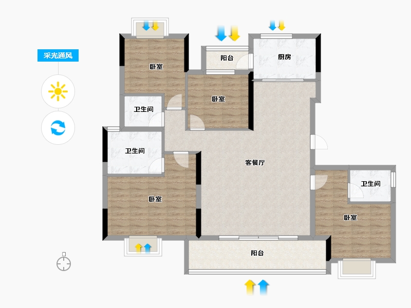 四川省-成都市-金沙城云津观棠-128.00-户型库-采光通风