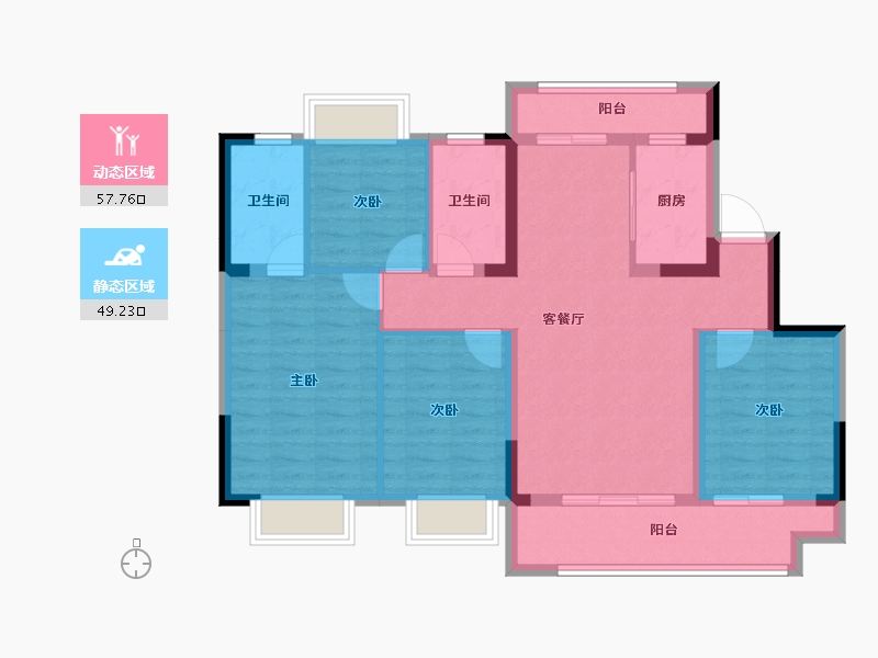 重庆-重庆市-重庆奥山府-95.32-户型库-动静分区