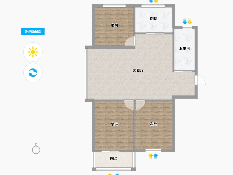 山东省-烟台市-华信家园-90.40-户型库-采光通风