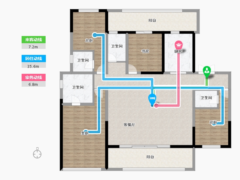 云南省-昆明市-华夏四季-176.51-户型库-动静线