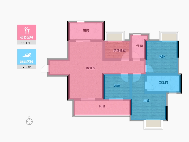 海南省-三亚市-鲁能三亚湾-81.17-户型库-动静分区