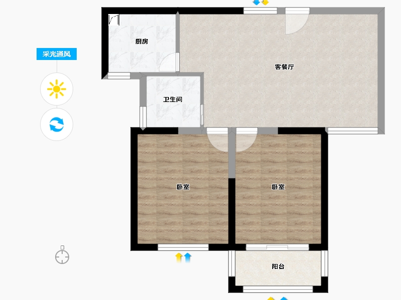 江苏省-无锡市-观山名筑-70.40-户型库-采光通风