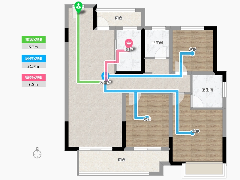 河南省-南阳市-建业大城小院-88.96-户型库-动静线