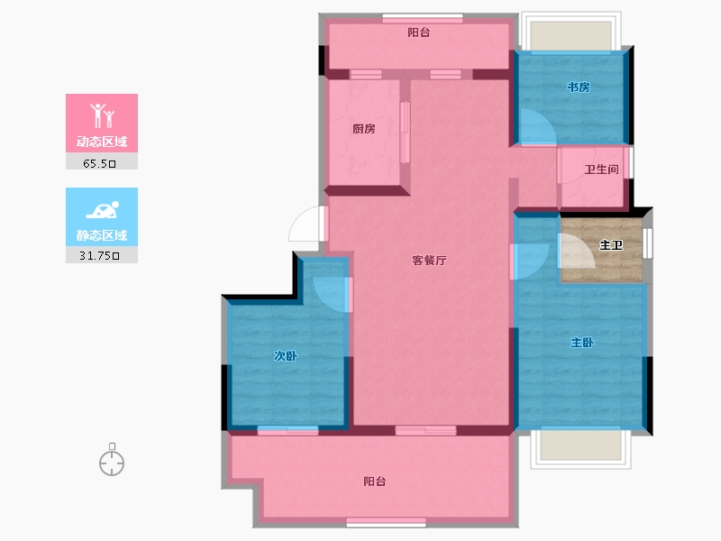 河南省-驻马店市-龙湾学府-89.24-户型库-动静分区