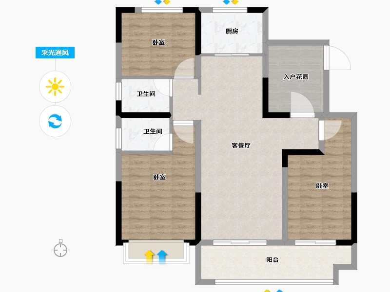 河南省-南阳市-邓州蓝城滨湖壹号-102.33-户型库-采光通风