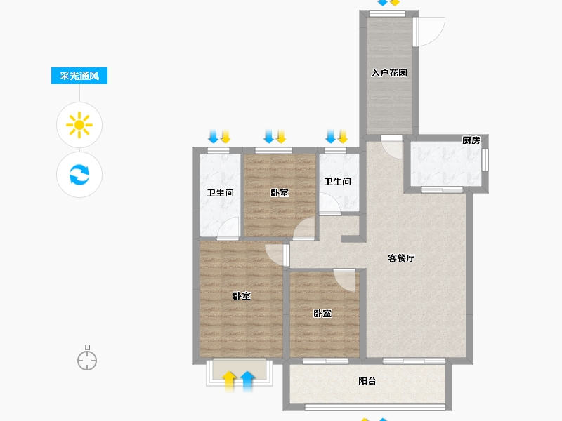 河南省-南阳市-邓州蓝城滨湖壹号-99.18-户型库-采光通风