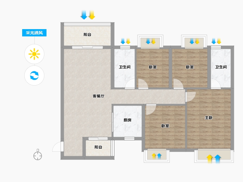 四川省-成都市-华润置地理想之城-101.39-户型库-采光通风