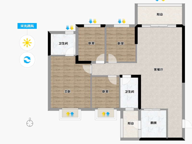 四川省-成都市-恒大牧云天峰-103.19-户型库-采光通风