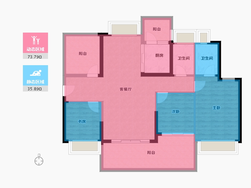 广东省-惠州市-鸿润腾韵花园-98.59-户型库-动静分区