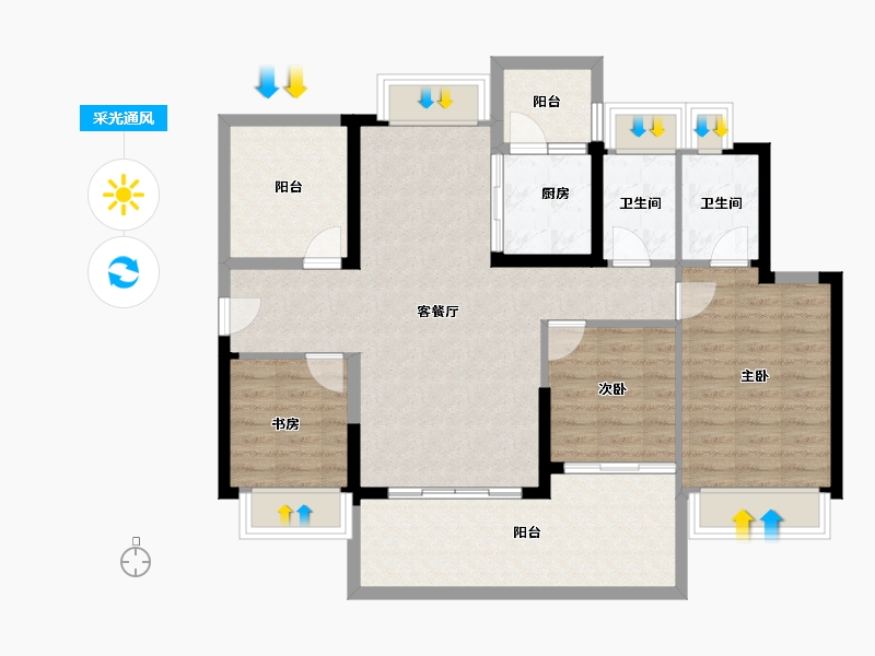 广东省-惠州市-鸿润腾韵花园-98.59-户型库-采光通风