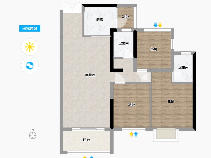 湖南省-长沙市-尚东 金河湾-88.00-户型库-采光通风