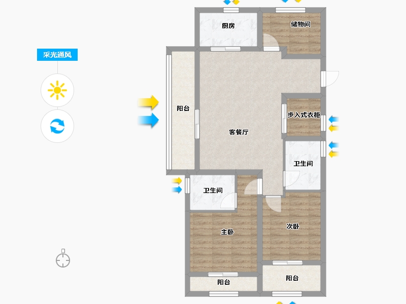 浙江省-绍兴市-公元2020-88.00-户型库-采光通风