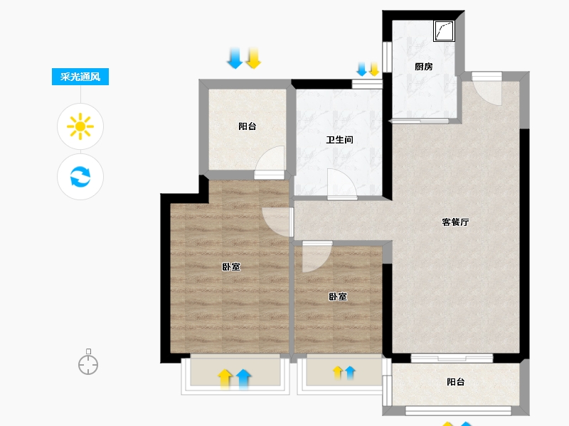 广东省-惠州市-惠阳雅居乐花园-65.02-户型库-采光通风