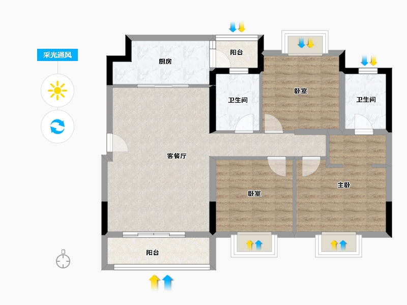 四川省-成都市-融创翰林学府-88.80-户型库-采光通风