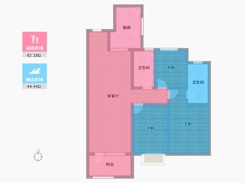 山东省-青岛市-金地金泽九里风华-94.38-户型库-动静分区