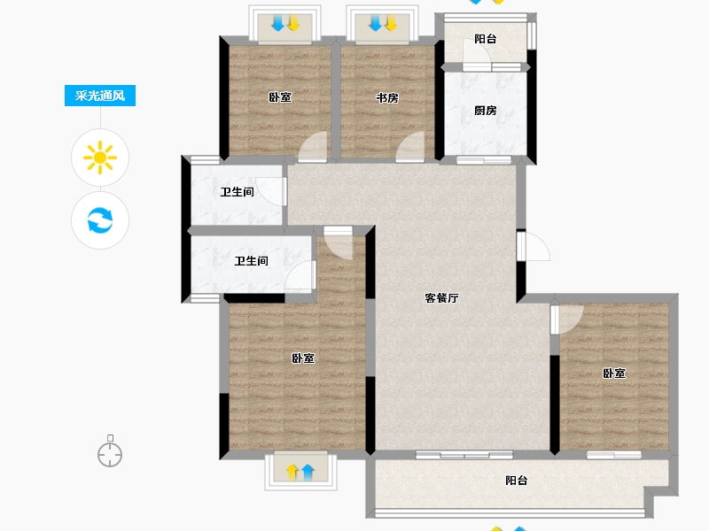 四川省-成都市-金沙城云津观棠-112.80-户型库-采光通风