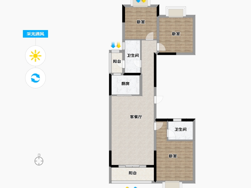 四川省-成都市-金沙城云津观棠-100.00-户型库-采光通风