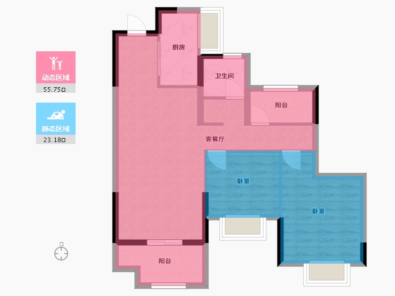 浙江省-绍兴市-元垄城-70.40-户型库-动静分区