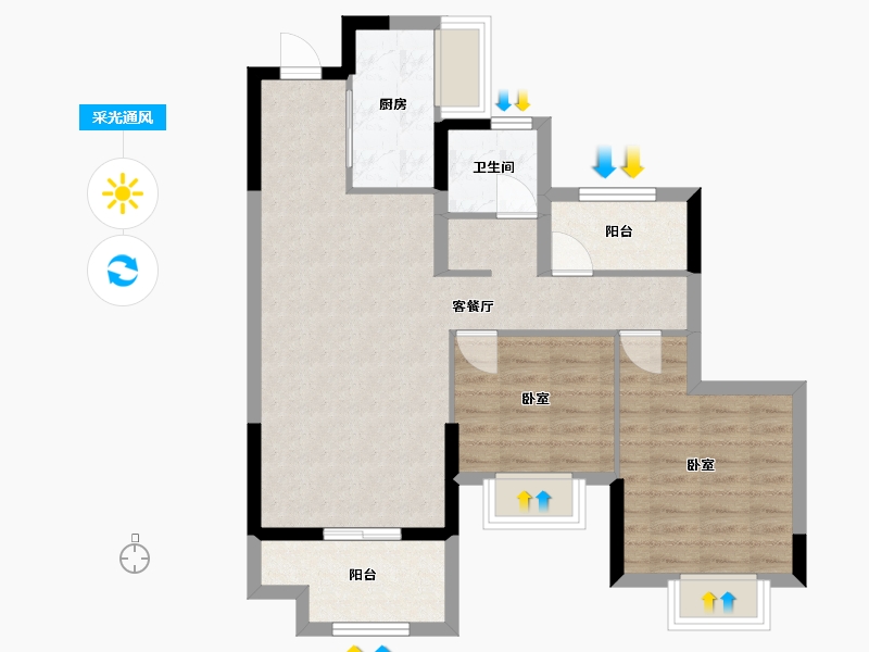 浙江省-绍兴市-元垄城-70.40-户型库-采光通风