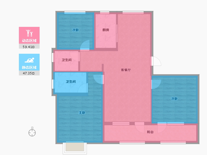 山东省-青岛市-青特星悦-95.43-户型库-动静分区