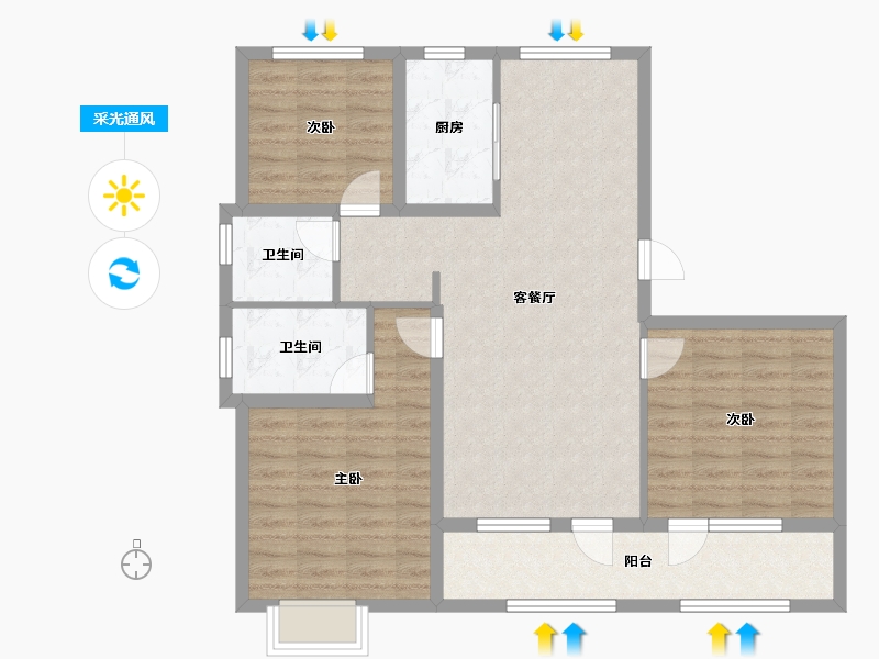 山东省-青岛市-青特星悦-95.43-户型库-采光通风