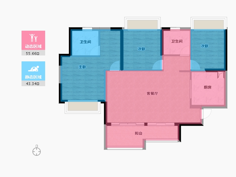 四川省-成都市-恒大林溪郡-89.18-户型库-动静分区