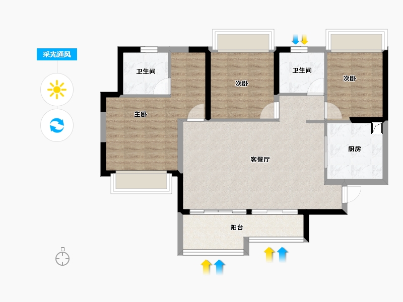 四川省-成都市-恒大林溪郡-89.18-户型库-采光通风