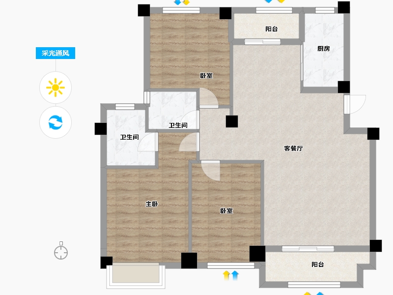 福建省-泉州市-兰峰国际花园-108.00-户型库-采光通风