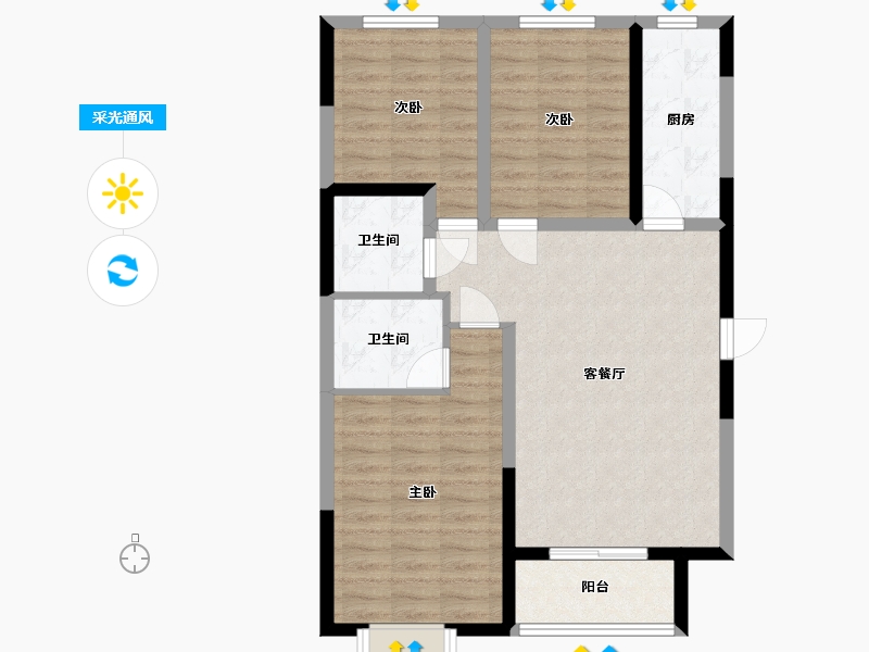 陕西省-西安市-睿明居-89.00-户型库-采光通风