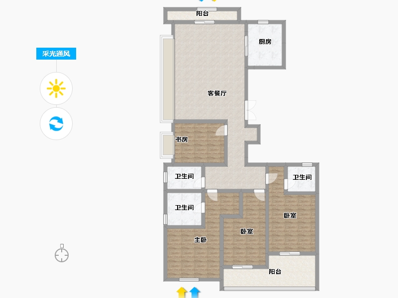 浙江省-绍兴市-元垄城-153.60-户型库-采光通风