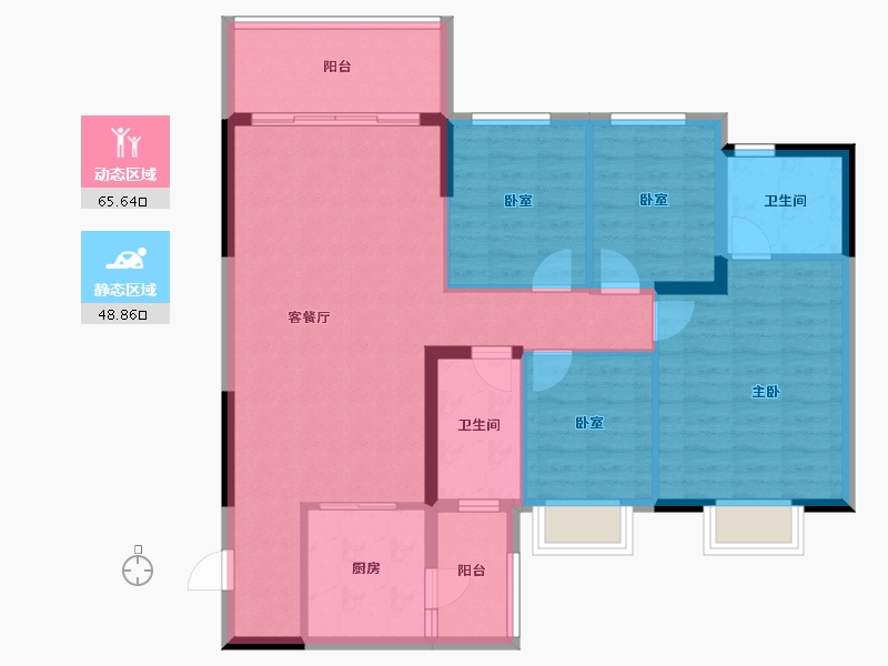 四川省-成都市-恒大牧云天峰-103.26-户型库-动静分区