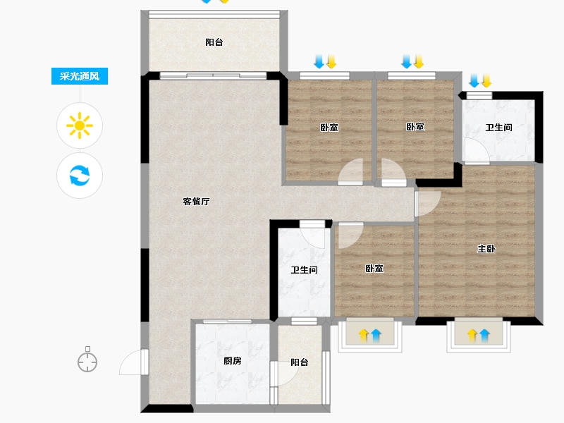 四川省-成都市-恒大牧云天峰-103.26-户型库-采光通风